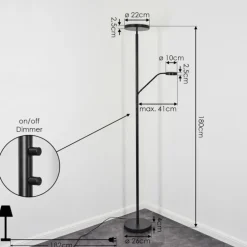 Lampadaire Busswil LED Noir, 2 lumières