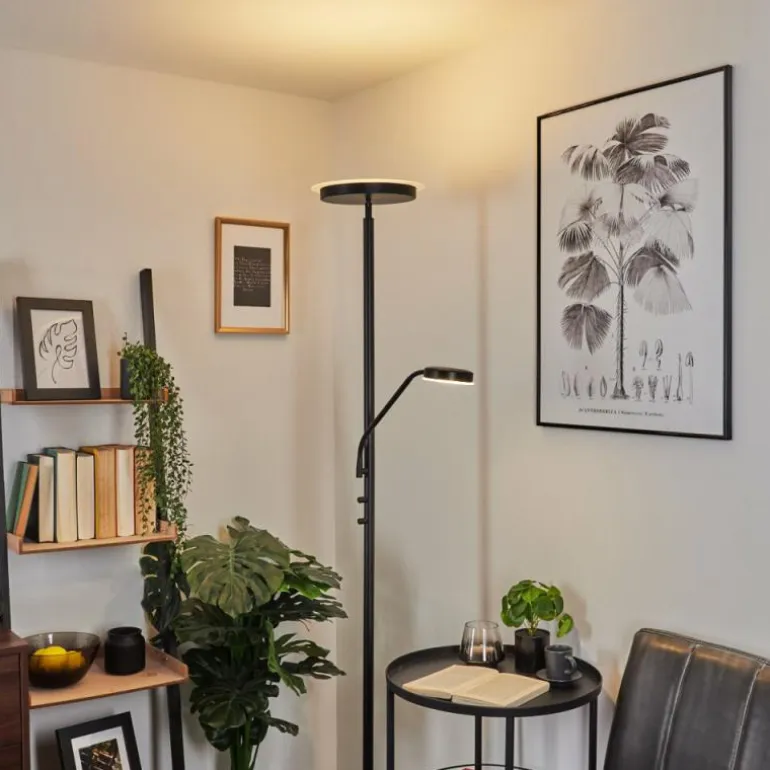 Lampadaire Busswil LED Noir, 2 lumières