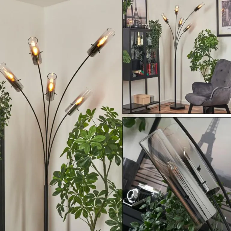 Lampadaire Caimitte Noir, 5 lumières