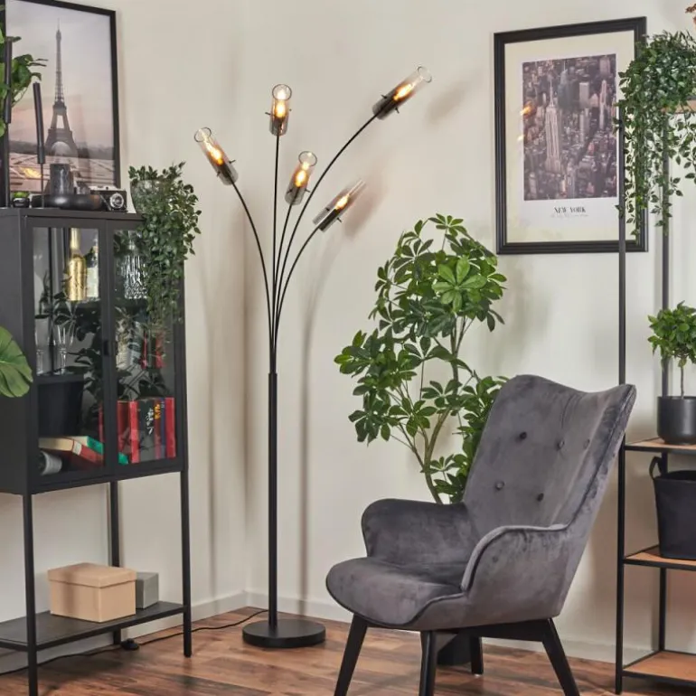 Lampadaire Caimitte Noir, 5 lumières
