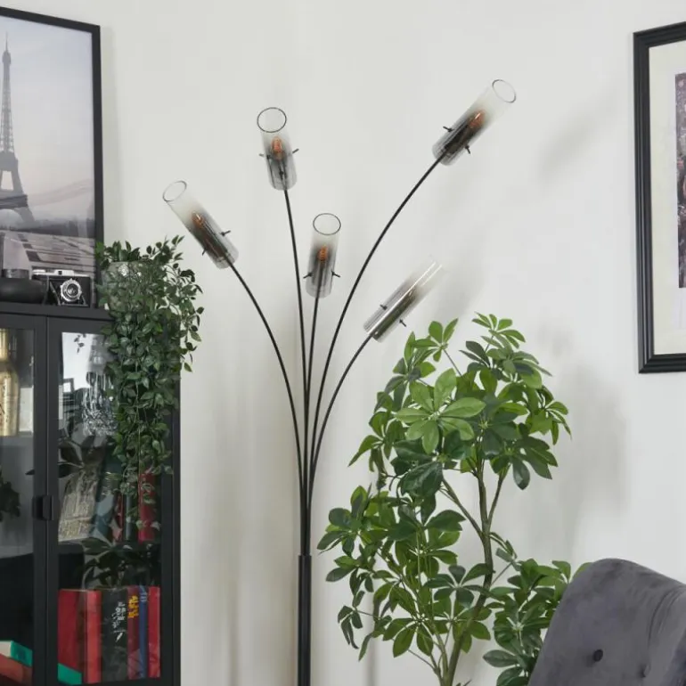 Lampadaire Caimitte Noir, 5 lumières