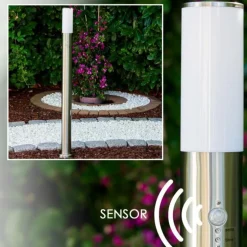 Lampadaire Caserta Acier inoxydable, 1 lumière, Détecteur de mouvement