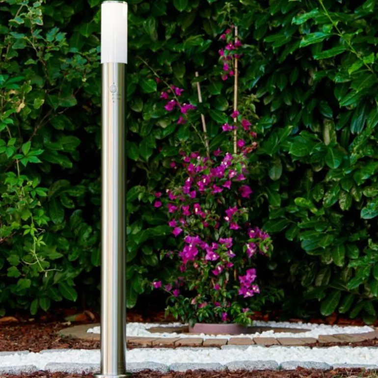 Lampadaire Caserta Acier inoxydable, 1 lumière, Détecteur de mouvement