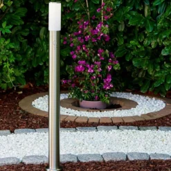 Lampadaire Caserta Acier inoxydable, 1 lumière, Détecteur de mouvement