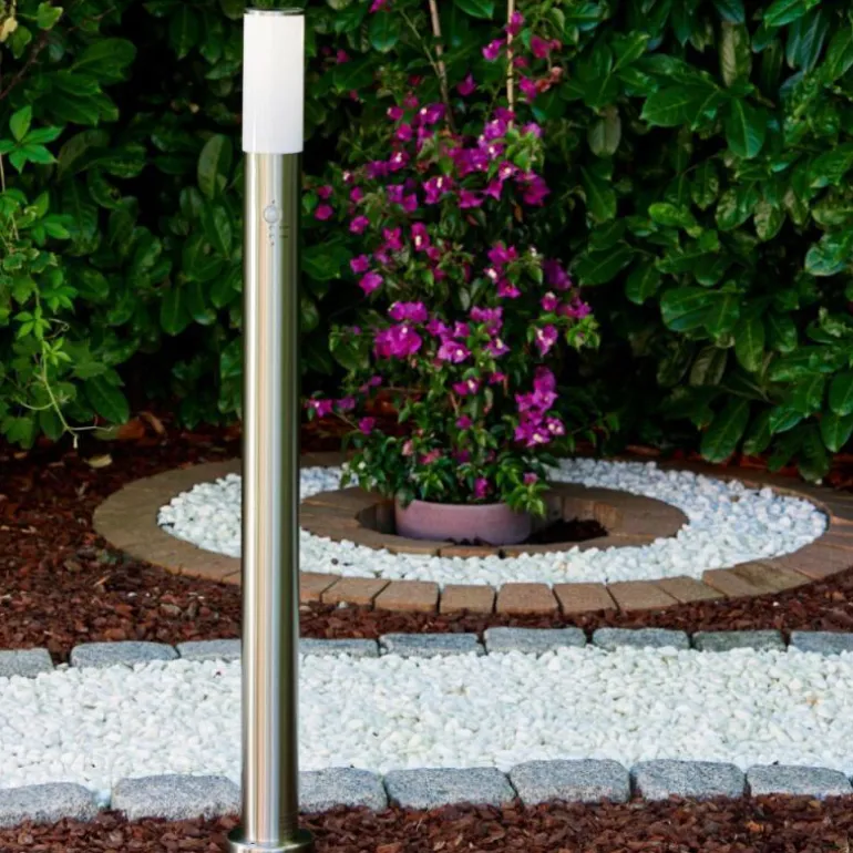 Lampadaire Caserta Acier inoxydable, 1 lumière, Détecteur de mouvement