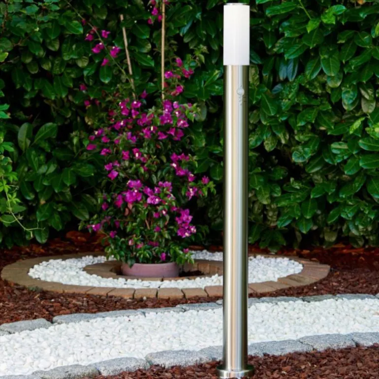 Lampadaire Caserta Acier inoxydable, 1 lumière, Détecteur de mouvement