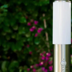 Lampadaire Caserta Acier inoxydable, 1 lumière, Détecteur de mouvement