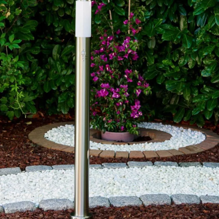 Lampadaire Caserta Acier inoxydable, 1 lumière, Détecteur de mouvement