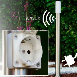 Lampadaire Caserta Acier inoxydable, 1 lumière, Détecteur de mouvement