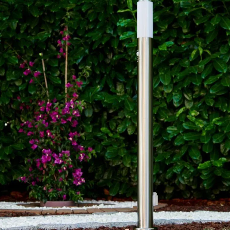 Lampadaire Caserta Acier inoxydable, 1 lumière, Détecteur de mouvement