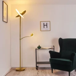 Lampadaire Cazis LED Laiton, 2 lumières