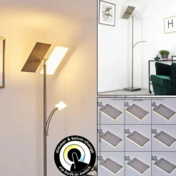 Lampadaire Cazis LED Nickel mat, 3 lumières