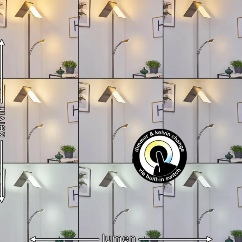 Lampadaire Cazis LED Nickel mat, 3 lumières