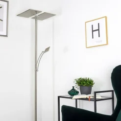 Lampadaire Cazis LED Nickel mat, 3 lumières