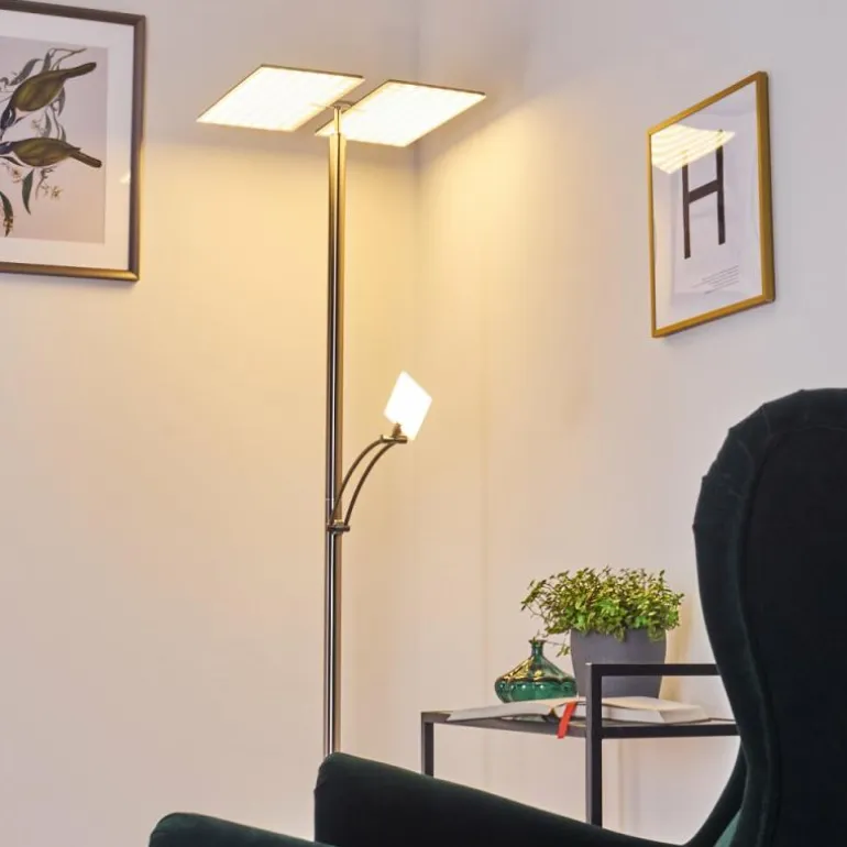 Lampadaire Cazis LED Nickel mat, 3 lumières