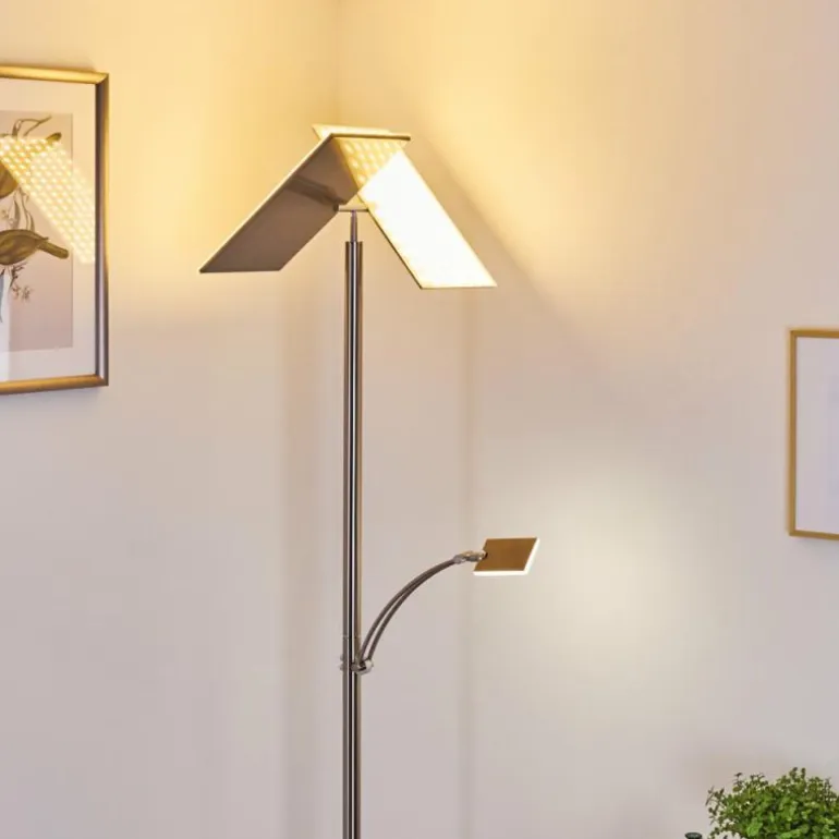 Lampadaire Cazis LED Nickel mat, 3 lumières