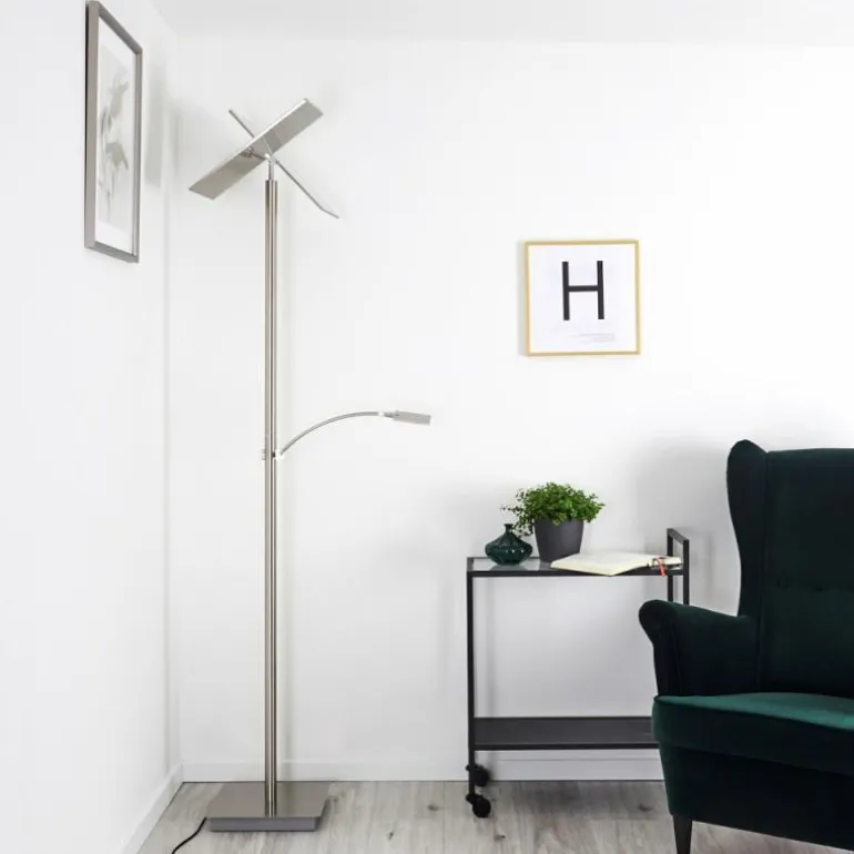 Lampadaire Cazis LED Nickel mat, 3 lumières