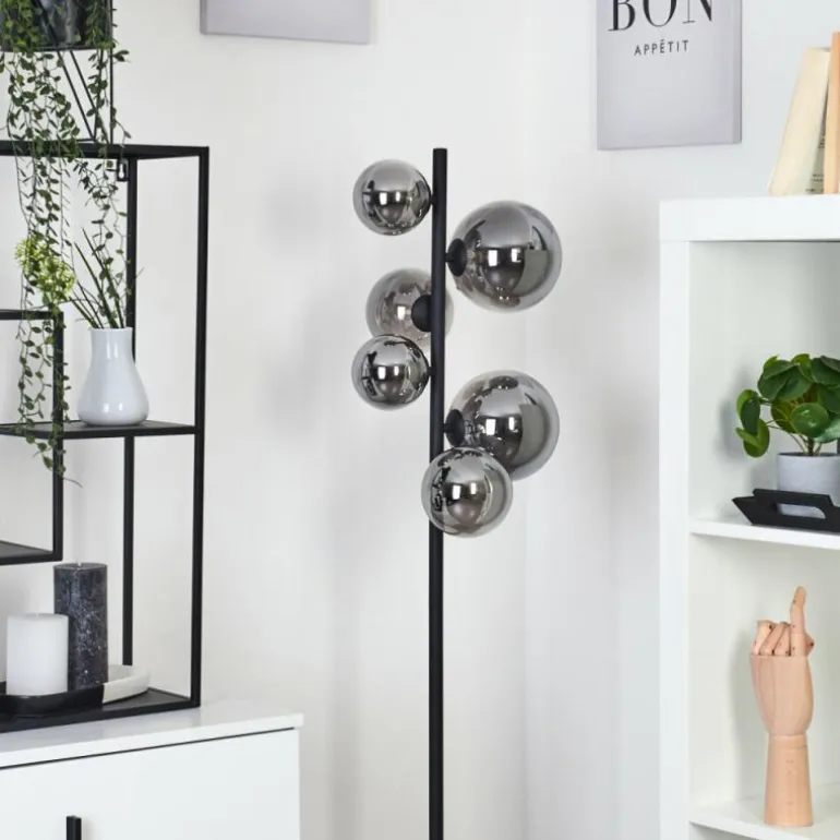 Lampadaire Chehalis LED Noir, 6 lumières