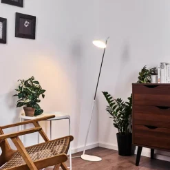 Lampadaire Corralcay Chrome, Blanc, 1 lumière