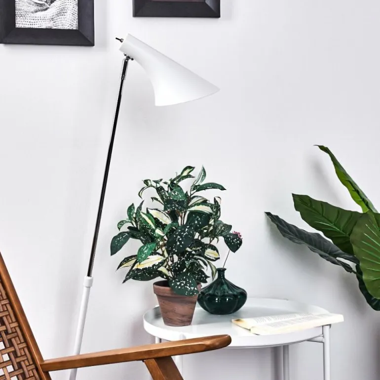 Lampadaire Corralcay Chrome, Blanc, 1 lumière
