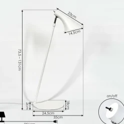 Lampadaire Corralcay Chrome, Blanc, 1 lumière