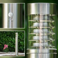 Lampadaire Dakar Acier inoxydable, 1 lumière, Détecteur de mouvement