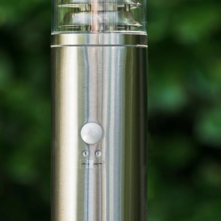 Lampadaire Dakar Acier inoxydable, 1 lumière, Détecteur de mouvement