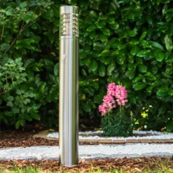 Lampadaire Dakar Acier inoxydable, 1 lumière, Détecteur de mouvement
