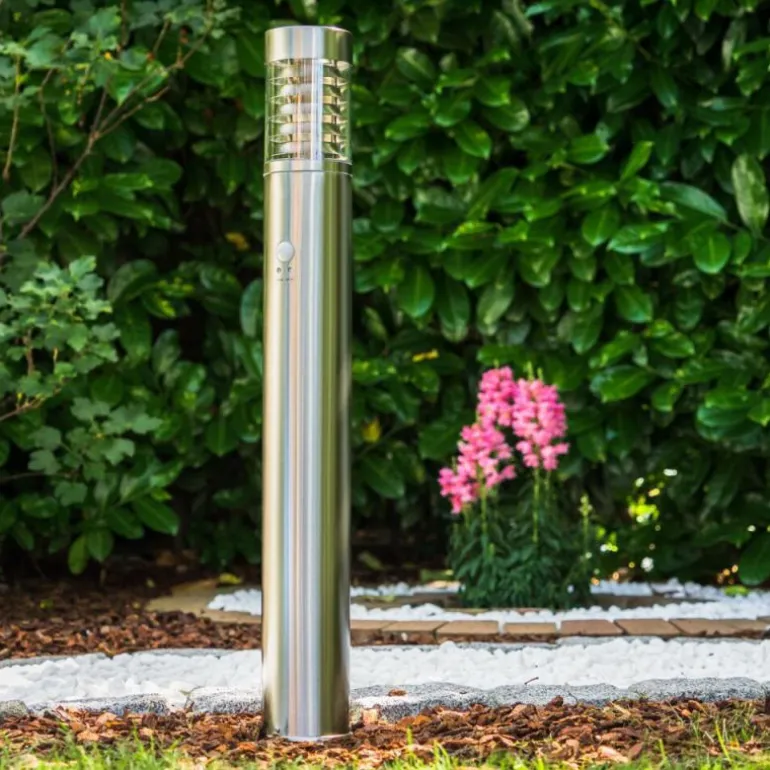 Lampadaire Dakar Acier inoxydable, 1 lumière, Détecteur de mouvement