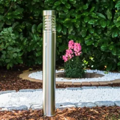 Lampadaire Dakar Acier inoxydable, 1 lumière, Détecteur de mouvement