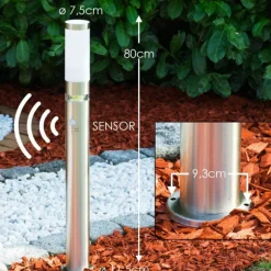 Lampadaire d'extérieur Avize Acier inoxydable, 1 lumière, Détecteur de mouvement