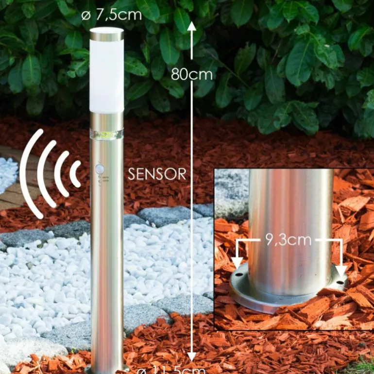 Lampadaire d'extérieur Avize Acier inoxydable, 1 lumière, Détecteur de mouvement