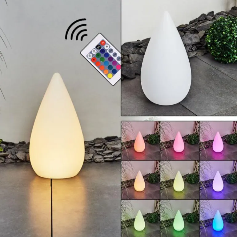 Lampadaire d'extérieur Bouilli LED Blanc, 1 lumière, Télécommandes, Changeur de couleurs