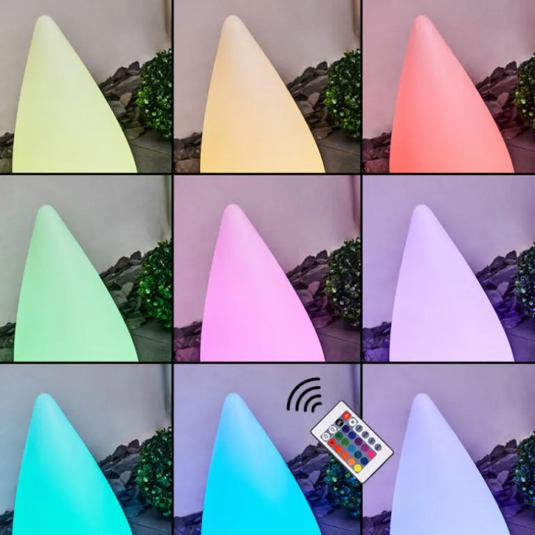 Lampadaire d'extérieur Bouilli LED Blanc, 1 lumière, Télécommandes, Changeur de couleurs