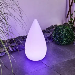 Lampadaire d'extérieur Bouilli LED Blanc, 1 lumière, Télécommandes, Changeur de couleurs