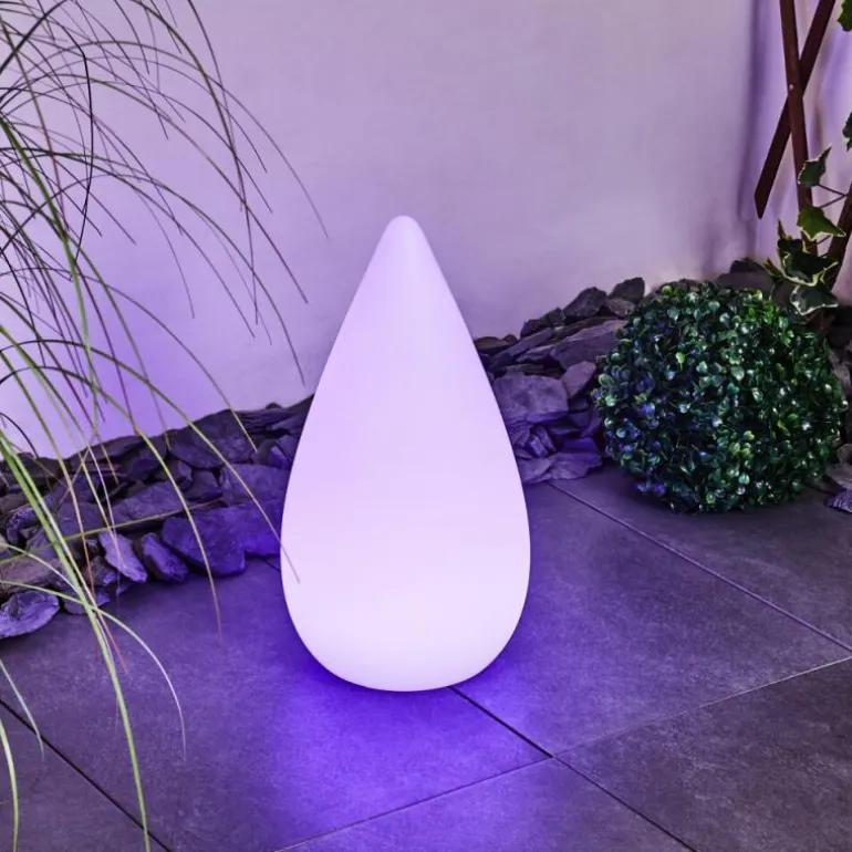 Lampadaire d'extérieur Bouilli LED Blanc, 1 lumière, Télécommandes, Changeur de couleurs