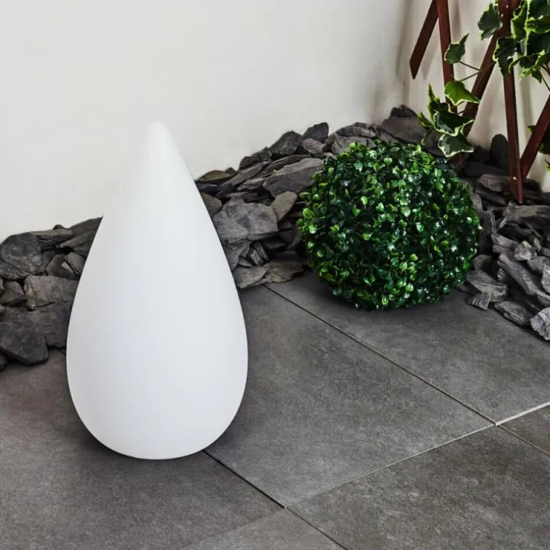 Lampadaire d'extérieur Bouilli LED Blanc, 1 lumière, Télécommandes, Changeur de couleurs