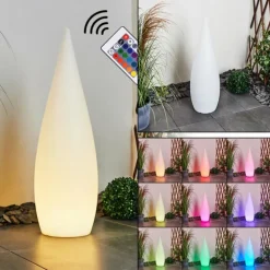 Lampadaire d'extérieur Bouilli LED Blanc, 1 lumière, Télécommandes, Changeur de couleurs