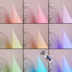 Lampadaire d'extérieur Bouilli LED Blanc, 1 lumière, Télécommandes, Changeur de couleurs