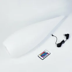Lampadaire d'extérieur Bouilli LED Blanc, 1 lumière, Télécommandes, Changeur de couleurs