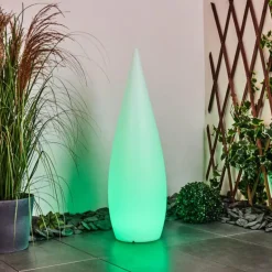 Lampadaire d'extérieur Bouilli LED Blanc, 1 lumière, Télécommandes, Changeur de couleurs