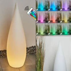 Lampadaire d'extérieur Bouilli LED Blanc, 1 lumière, Télécommandes, Changeur de couleurs