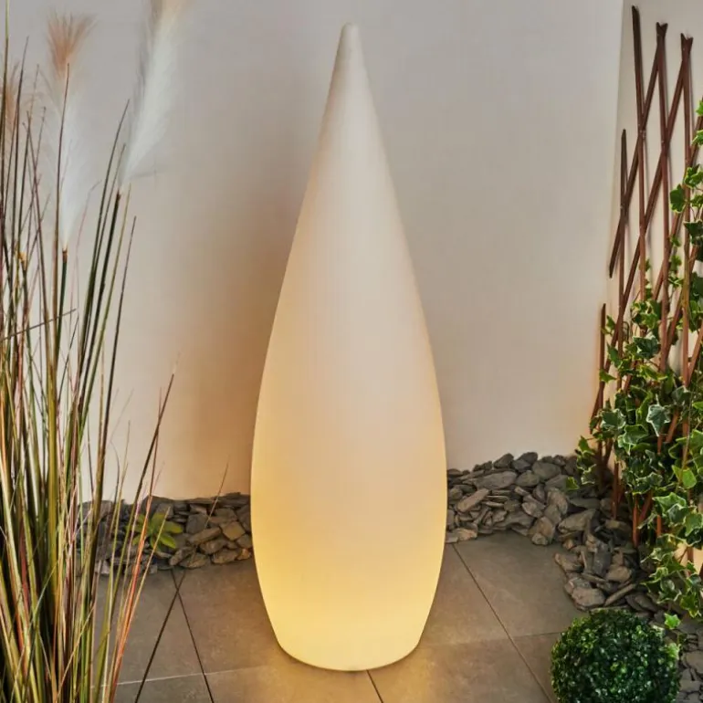Lampadaire d'extérieur Bouilli LED Blanc, 1 lumière, Télécommandes, Changeur de couleurs
