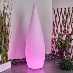 Lampadaire d'extérieur Bouilli LED Blanc, 1 lumière, Télécommandes, Changeur de couleurs