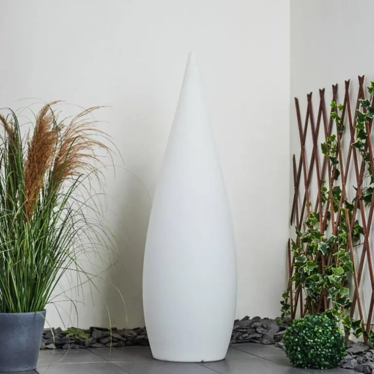 Lampadaire d'extérieur Bouilli LED Blanc, 1 lumière, Télécommandes, Changeur de couleurs