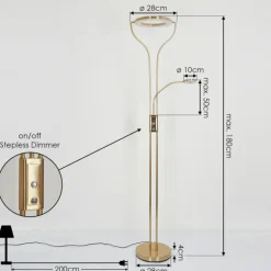 Lampadaire Donna LED Laiton, 2 lumières
