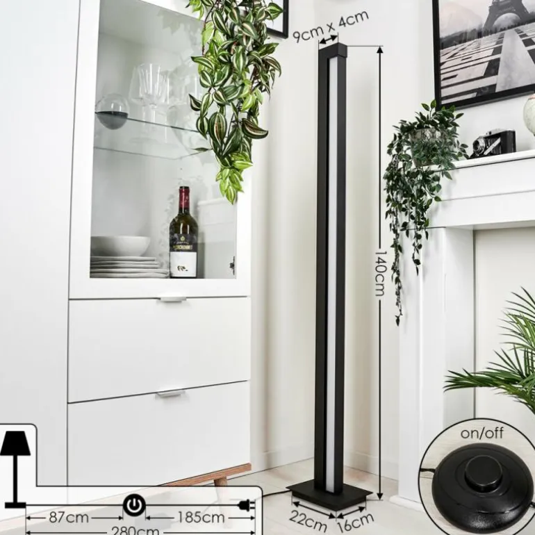 Lampadaire Dubuisson LED Anthracite, 1 lumière, Télécommandes