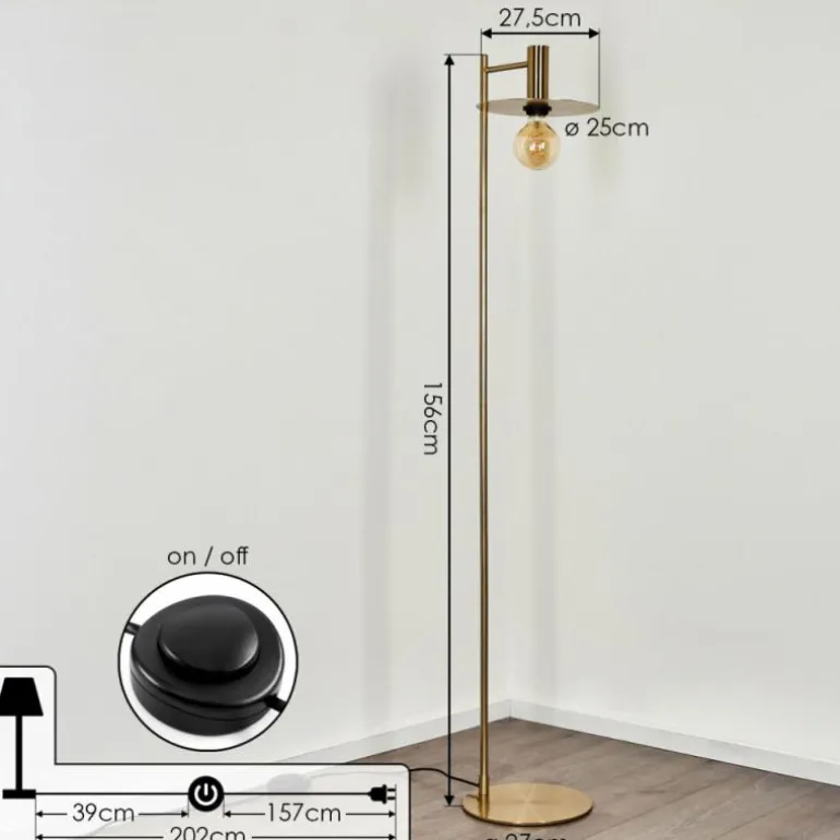 Lampadaire Faido Laiton, 1 lumière