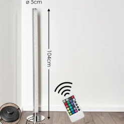 Lampadaire Flaut LED Chrome, 1 lumière, Télécommandes, Changeur de couleurs