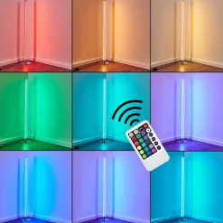 Lampadaire Flaut LED Chrome, 1 lumière, Télécommandes, Changeur de couleurs